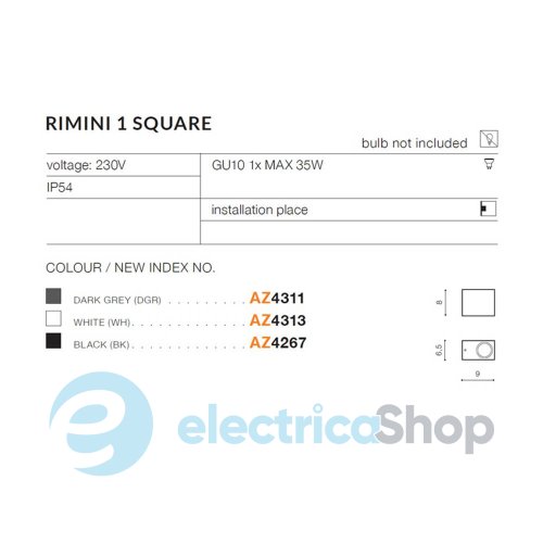 Вуличний світильник AZzardo RIMINI 1 SQUARE AZ4311