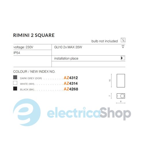 Уличный светильник AZzardo RIMINI 2 SQUARE AZ4268