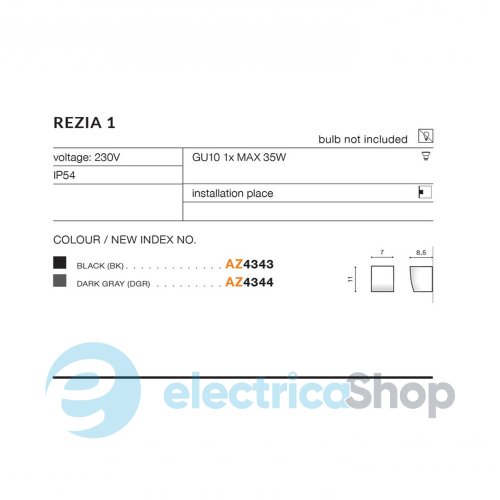 Настенный светильник Azzardo AZ4343 Rezia 1 BK