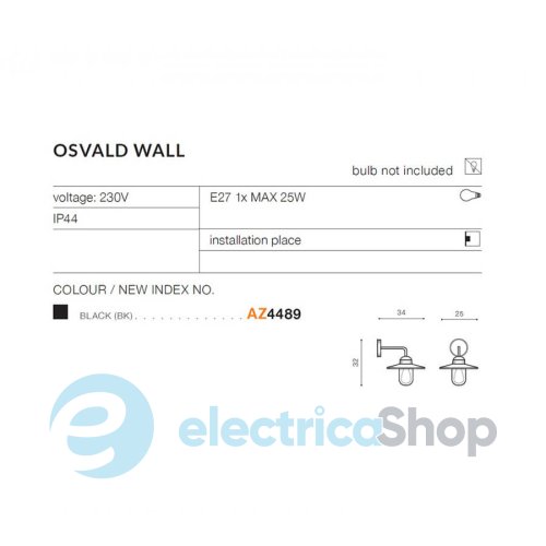Вуличний світильник Azzardo OSVALD Wall IP44 AZ4489