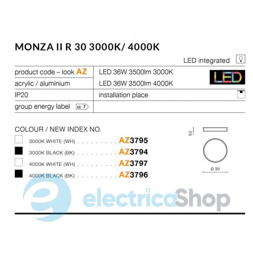 Потолочный светильник Azzardo MONZA II R 30 AZ3794 3000K