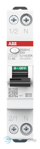 Дифавтомат 1P+N DS301C C10 AC30 Abb 2CSR255063U1104