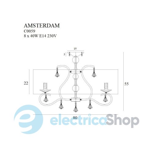 Стельова люстра MAXLIGHT AMSTERDAM 80 cm C0059