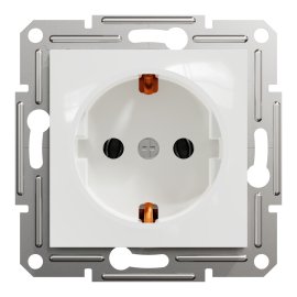 Розетка с заземлением Asfora Schneider Electric EPH2970121 белая (без рамки)