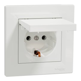 Розетка с крышкой с заземлением Asfora Schneider Electric EPH3100121 белый