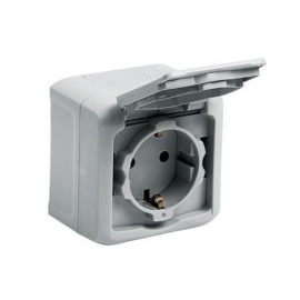 Розетка с заземлением IP44 Forix™ 782393, цвет серый