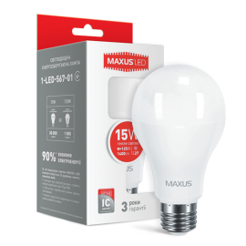 Лампа светодиодная MAXUS A70 15W 3000K 220V E27 (1-LED-567-01)
